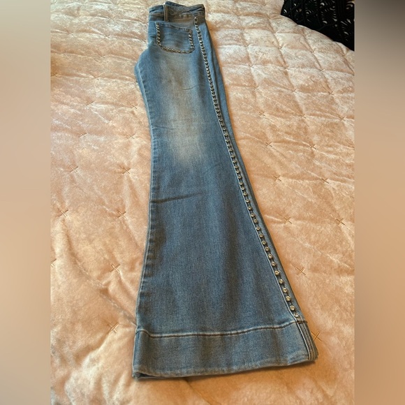 NWOT FETICHE SUANCES Jeans Diamond CZ Studded High Waist Stretch Women’s M Bling - Picture 6 of 14